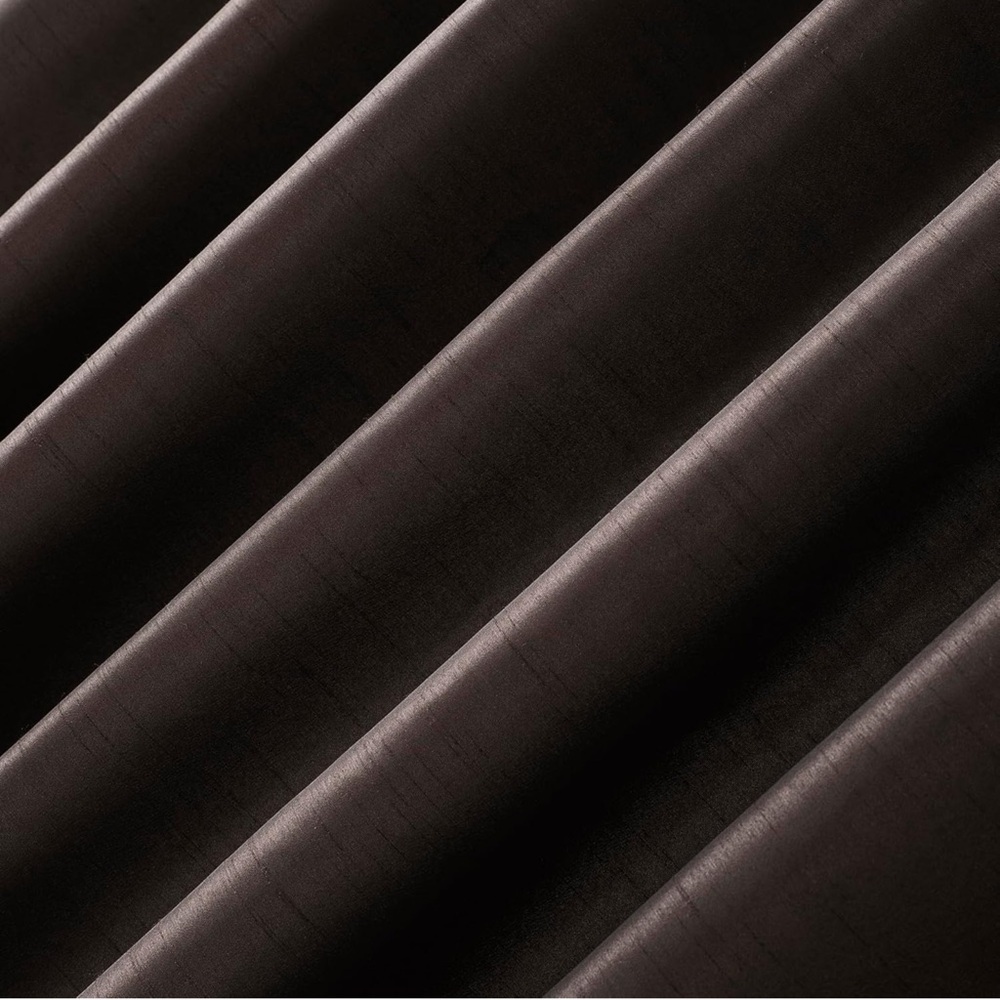Sun Zero Faux Dupioni Silk Thermal Blackout Back Tab Curtain  50" x 63"  Brown - Picture 5 of 16